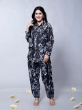 Front View of Black Coloured Floral Printed Party Wear Co-ord Set