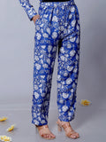 Close-up of Floral Printed Bottoms from Blue Floral Textured Co-ord Set