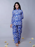 Blue Floral Textured Stylish Co-ord Set - Front View