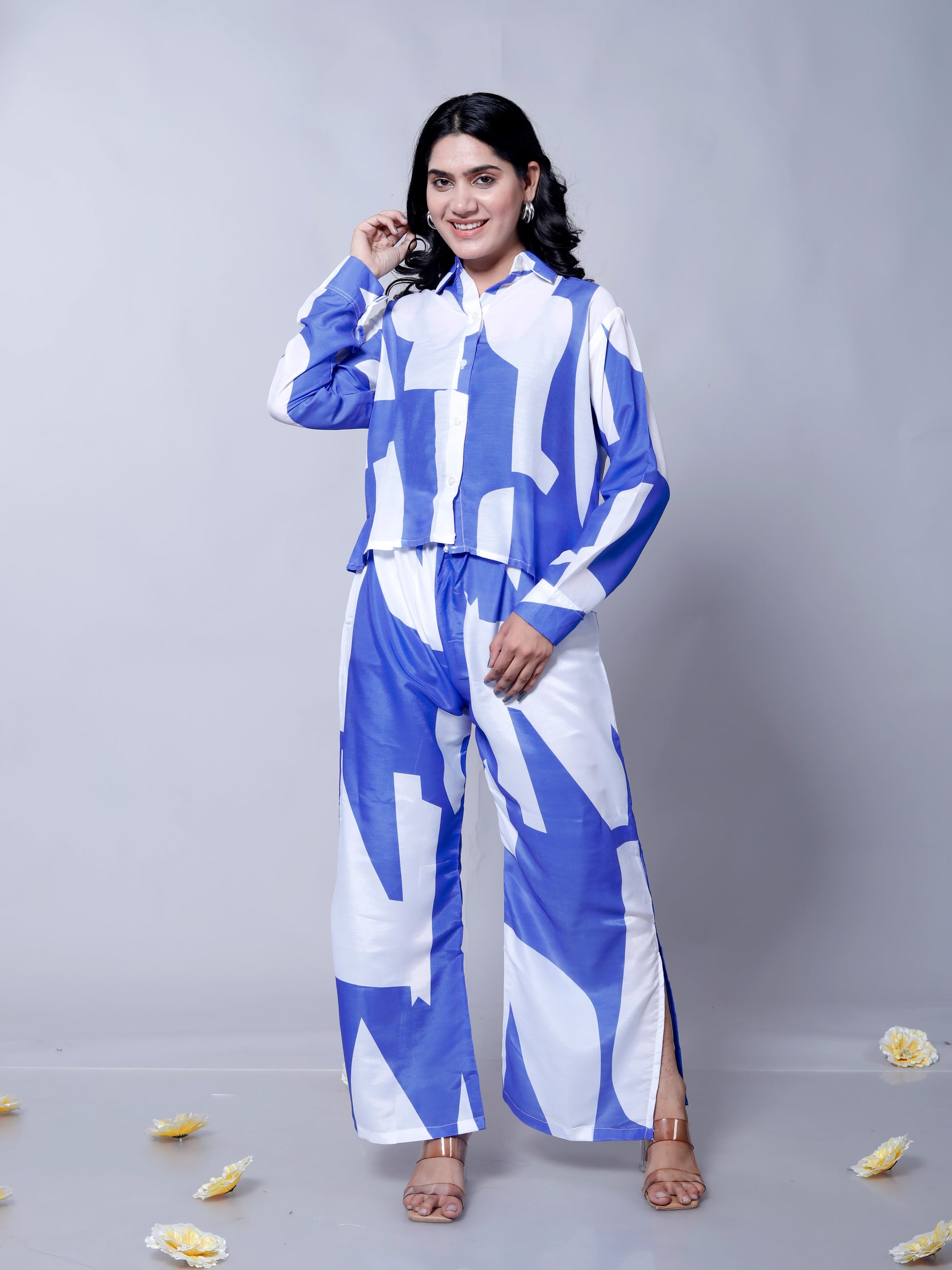 Stylish Blue White Co-ord Set Perfect for Brunch