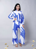 Blue White Unique Printed Co-ord Set for Casual Outing